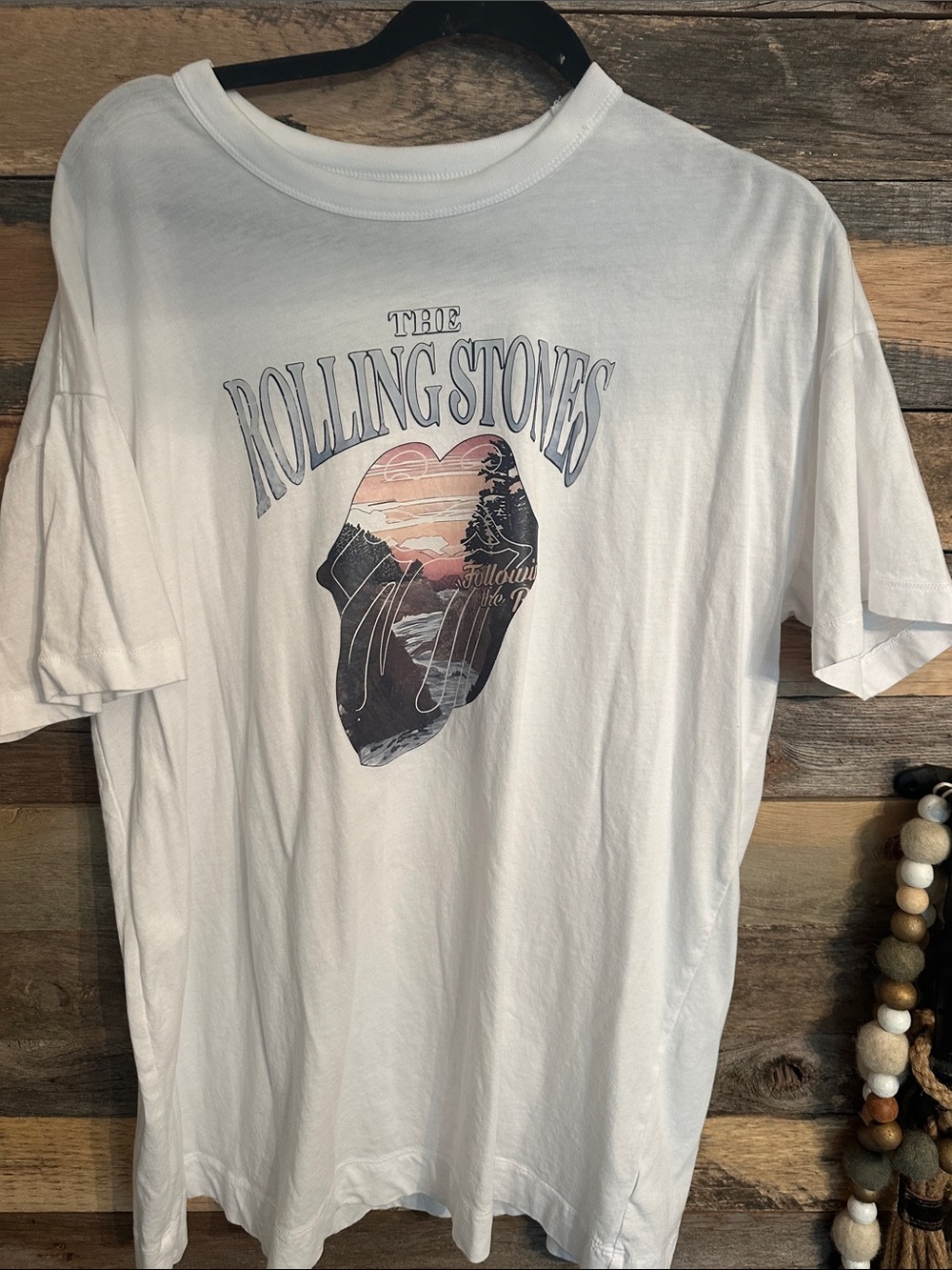 The Rolling Stones White Tee with Pastel Graphic